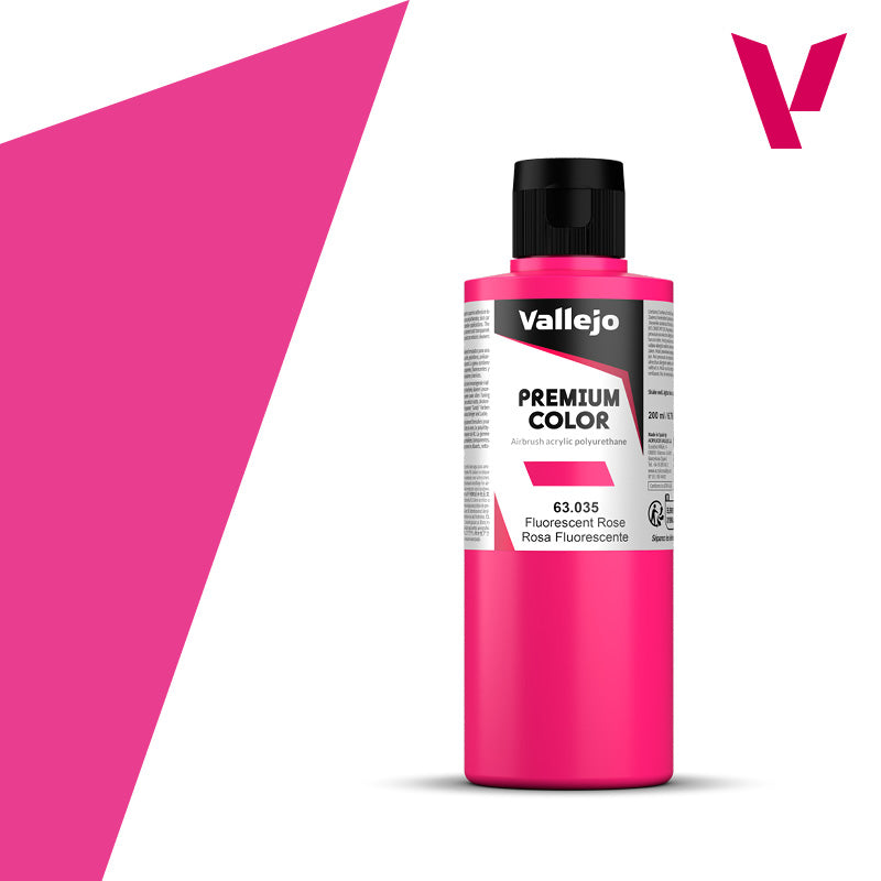 Vallejo Acrylic Paints 63035 Premium Color, Rose Fluorescent (200ml)