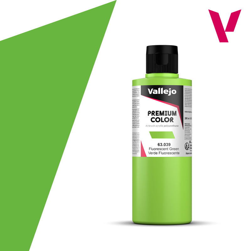 Vallejo Acrylic Paints 63039 Premium Color, Green Fluorescent (200ml)