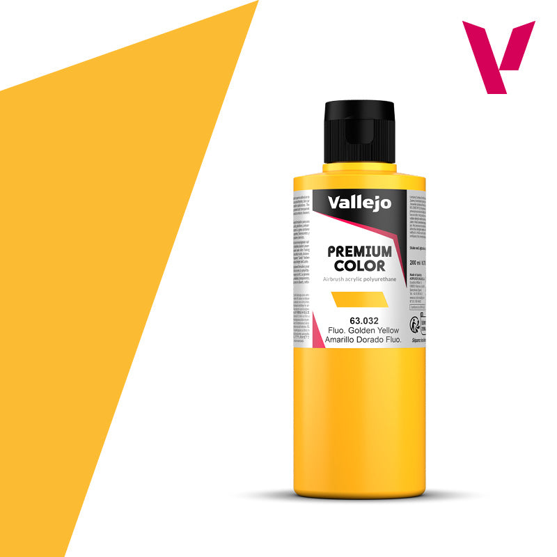 Vallejo Acrylic Paints 63032 Premium Color, Gondel Yellow Fluorescent (200ml)