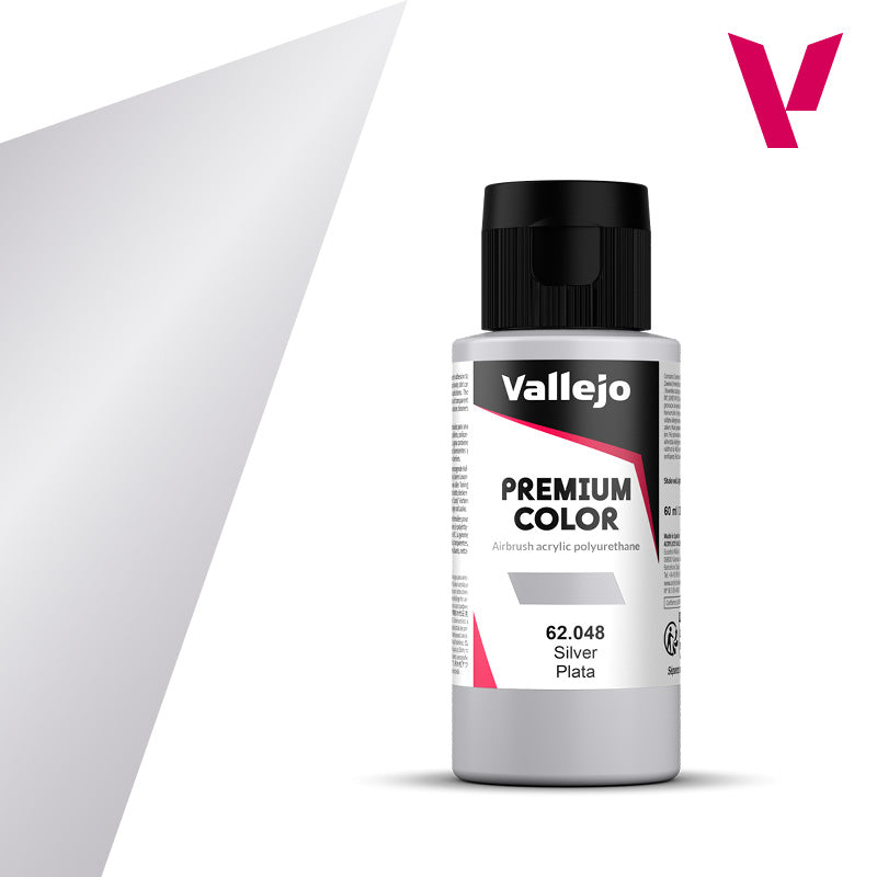 Vallejo Acrylic Paints 62048 Premium Color, Metallic Silver (60ml)