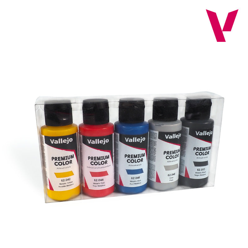 Vallejo Acrylic Paints 62103 Premium Color, Metallic (5-Pack/60ml)