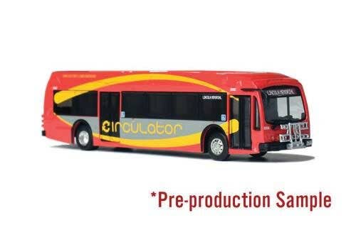 Iconic Replicas HO 870309 Proterra ZX-5 Bus, Assembled, Washington DC Circulator (red, yellow, gray)