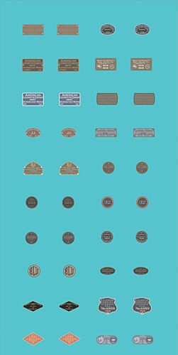 Tichy Train Group N 10183-N Railroad Decal Set, 20 Assorted Pairs of Raised-Print Builders Plates