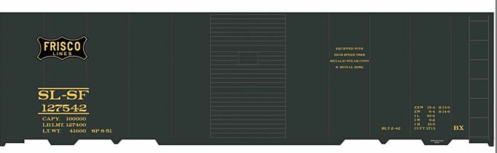 Tichy Train Group N 10298N Railroad Decal Set, St. Louis-San Francisco 40' Steel Boxcar (Pullman Green, Frisco Logo)