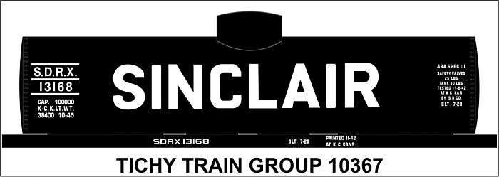 Tichy Train Group HO 10367 Railroad Decal Set, Sinclair 8,000-Gallon T