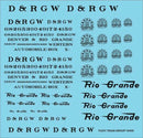 Tichy Train Group HO 10408 Railroad Decal Set, Denver & Rio Grande Western Roadname Set (black)