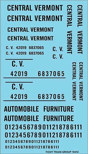 Tichy Train Group HO 10412 Railroad Decal Set, Central Vermont Roadname Set (black)