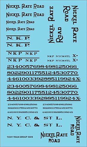 Tichy Train Group HO 10418 Railroad Decal Set, Nickel Plate Road Roadname Set (black)