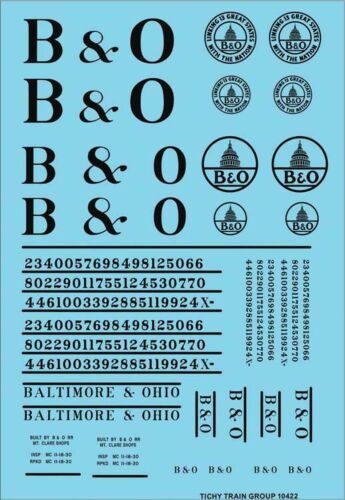 Tichy Train Group N 10422N Railroad Decal Set, Baltimore & Ohio Roadname Set (black)