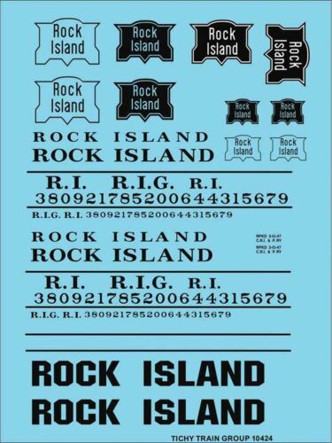 Tichy Train Group HO 10424 Railroad Decal Set, Rock Island Roadname Set (black)