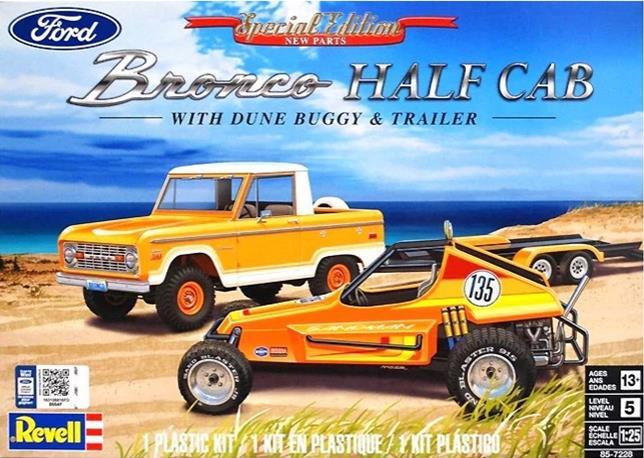 Revell Monogram 7228 Bronco Half Cab w/Dune Bug + Trailr 1:25