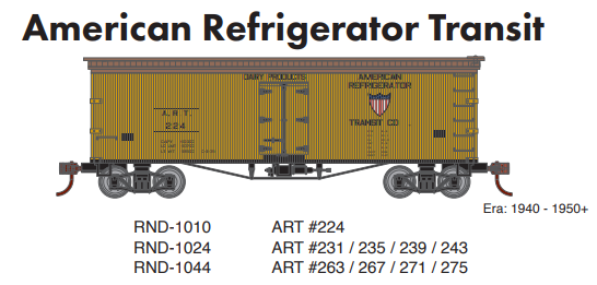 PREORDER Athearn Roundhouse RND-1044 HO 36ft Wood Reefer, ART