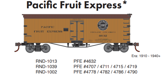 PREORDER Athearn Roundhouse RND-1013 HO 36ft Wood Reefer, PFE