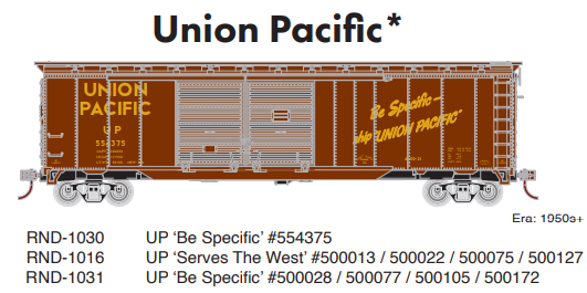 PREORDER Athearn Roundhouse RND-1016 HO 50ft Double Sliding Door Boxcar, UP â€˜Serves The Westâ€™