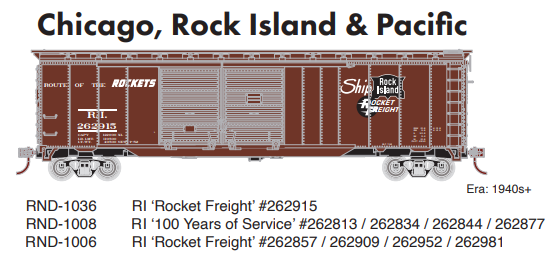 Athearn Roundhouse RND-1006 HO 50ft Double Sliding Door Boxcar, RI â€˜Rocket Freightâ€™