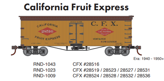 PREORDER Athearn Roundhouse RND-1043 HO 36ft Wood Reefer, CFX