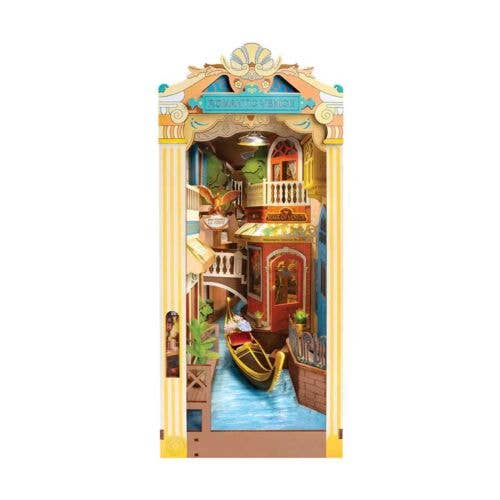 Robotime TGB08 Romantic Venice DIY Book Nook Shelf Insert, Laser-Cut Wood Kit, 3D Wooden Puzzle