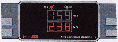 DCC Specialties RAMPV2 RRampmeter; Digital Meter for DCC, DC & AC Volts & Amps, Version II, Enclosed with Clip Leads