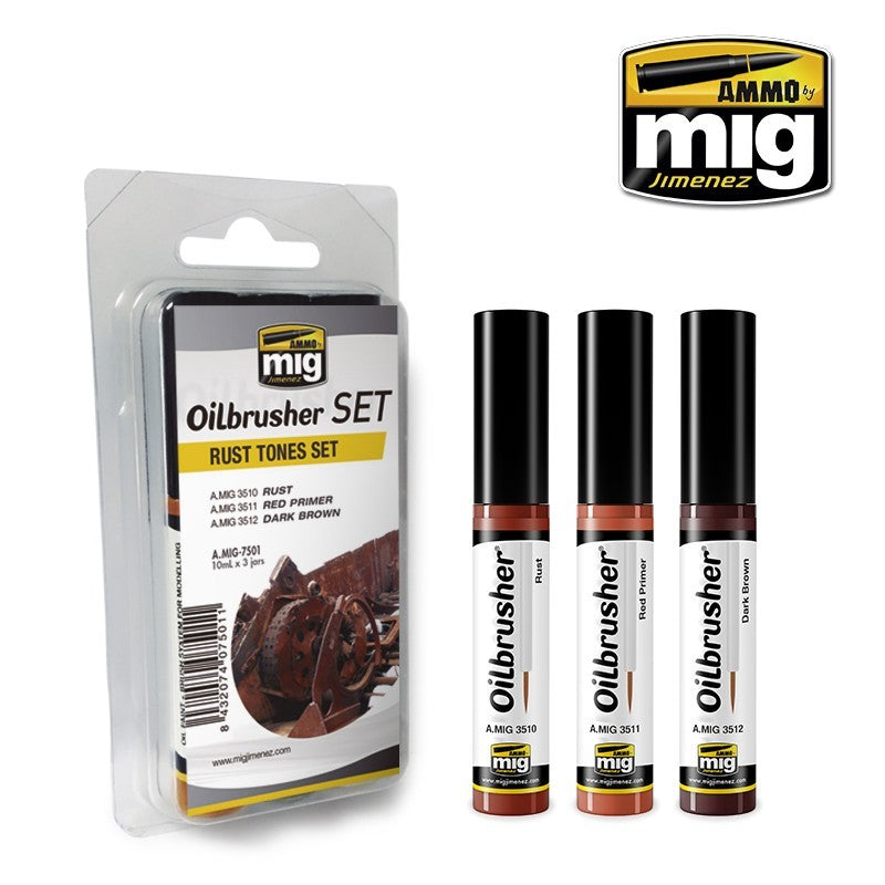 Ammo Mig 7501 RUST TONES OILBRUSH SET