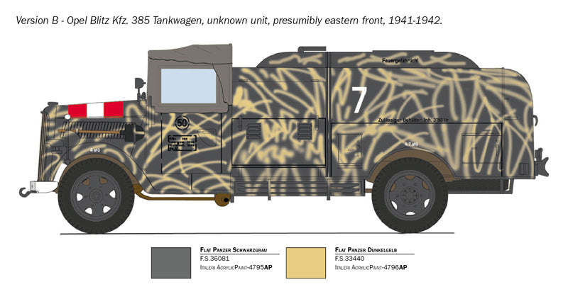 Italeri 2808 - SCALE 1 : 48 OPEL BLITZ TANKWAGEN Kfz.385