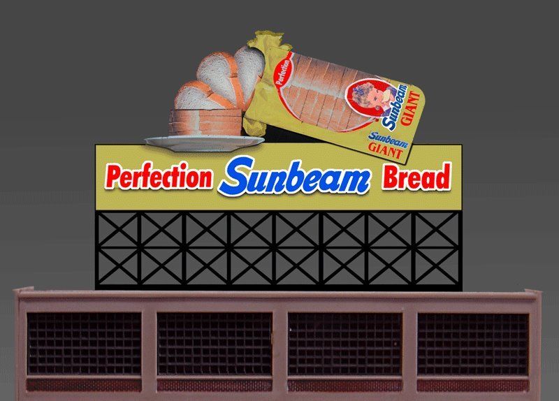 Miller Engineering HO/N 44-3302 Sunbeam Bread Billboard, Animated Neon Style Sign Kit