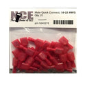 NCE 524287 18-22 AWG Male Quick Connects, Red (20)