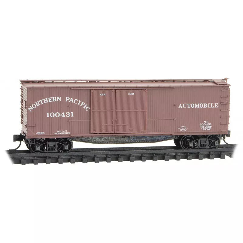 Micro-Trains 041 00 070 40' Double-Sheathed Wood Box Car, 1-1/2 Door, w/ Vertical Brake Wheel, Northern Pacific, N Scale