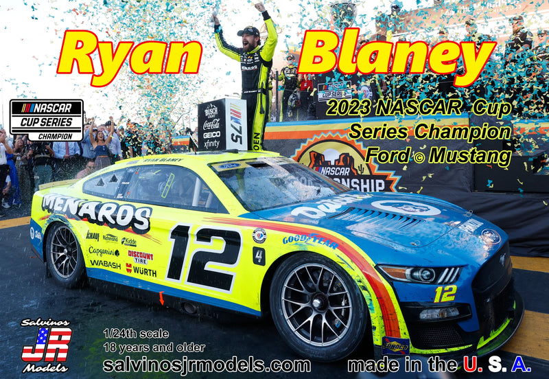 Salvinos JR Models 42236 23 Ryan Blaney Mustang Cup Champ 1:24