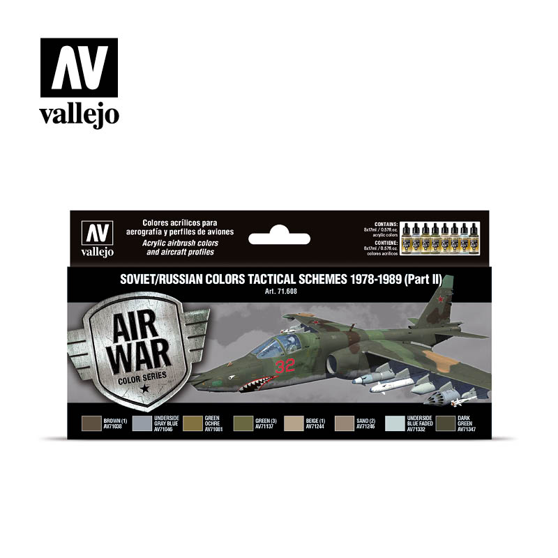 Vallejo Acrylic Paints 71608 Soviet/Russian Colors Tactical Schemes 1978-89 Paint Set, Part 2 (8-Pack)