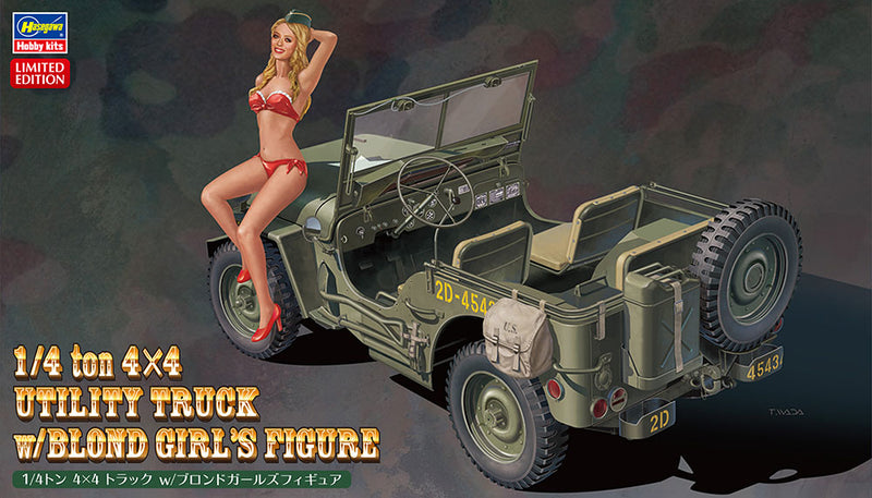 Hasegawa Models 52249 1/4 ton 4×4 truck w/blond girls figure 1:24 SCALE MODEL KIT