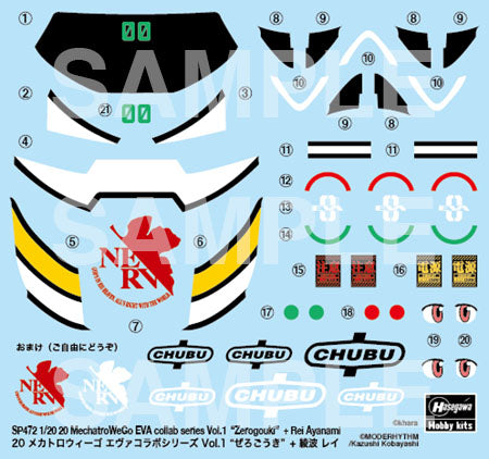 Hasegawa Models 52272  20 MechatroweGo Eva Collaboration Series Vol.1 “Zerogouki” + Rei Ayanami 1:20 SCALE MODEL KIT