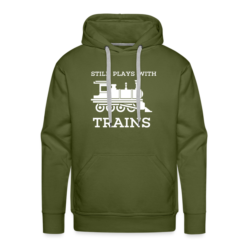 Still Plays With Trains - Men’s Premium Hoodie - olive green