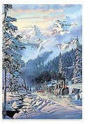 Train Enthusiast Vendors 76250 Steam Loco in Snowy Mountain Background Christmas Cards, 10 Cards with Envelopes
