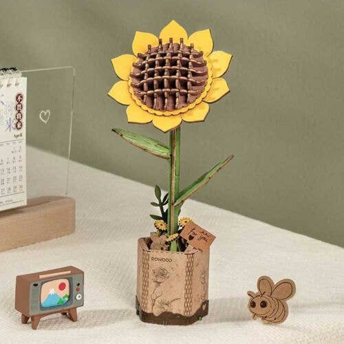 Robotime TW011 Sunflower, Laser-Cut Wood Kit, 3D Wooden Puzzle