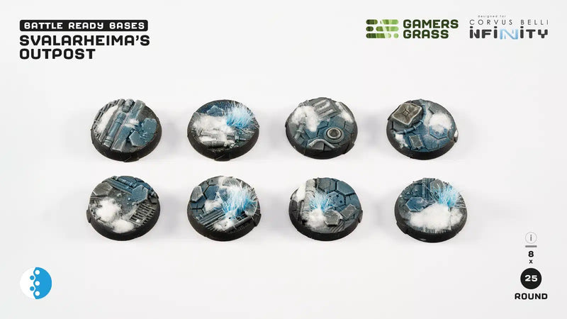 Gamers Grass Battle Ready Bases - Svalarheima?s Outpost - Round 25mm (8x) (Designed for Infinity)