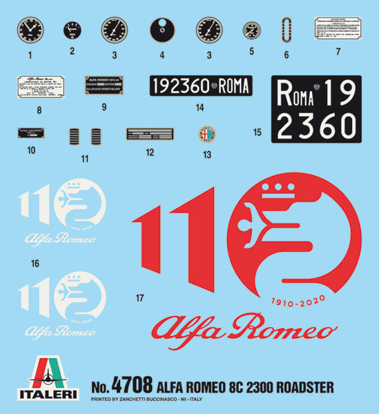 Italeri 4708 - SCALE 1 : 12 Alfa Romeo 8C 2300 Roadster