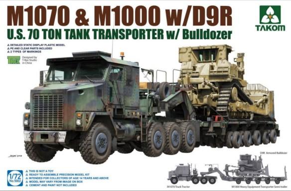 Takom Models - 5002 - 1:72 - US M1070 Truck Tractor & M1000 70-Ton Tank Transporter w/D9R Bulldozer (New Tool) Kit