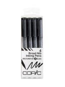 Copic Multiliner 4Pc Broad Nib Ink Pens, Black Set B
