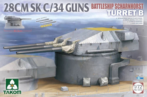 Takom Models - 5016 - 1:72 - Battleship Scharnhorst Turret B 28CMSK C/34 GUNS