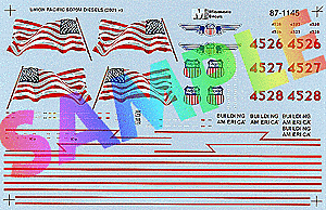 Microscale HO 87-1145 Union Pacific, UP, EMD SD70M SD70M ("Building America" Scheme; Large U.S. Flag on Hood) 2001+