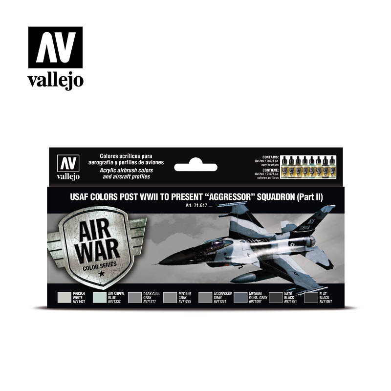 Vallejo Acrylic Paints 71617 USAF Colors Aggressor Squadron Post WWII-Present Paint Set, Part 2 (8-Pack)
