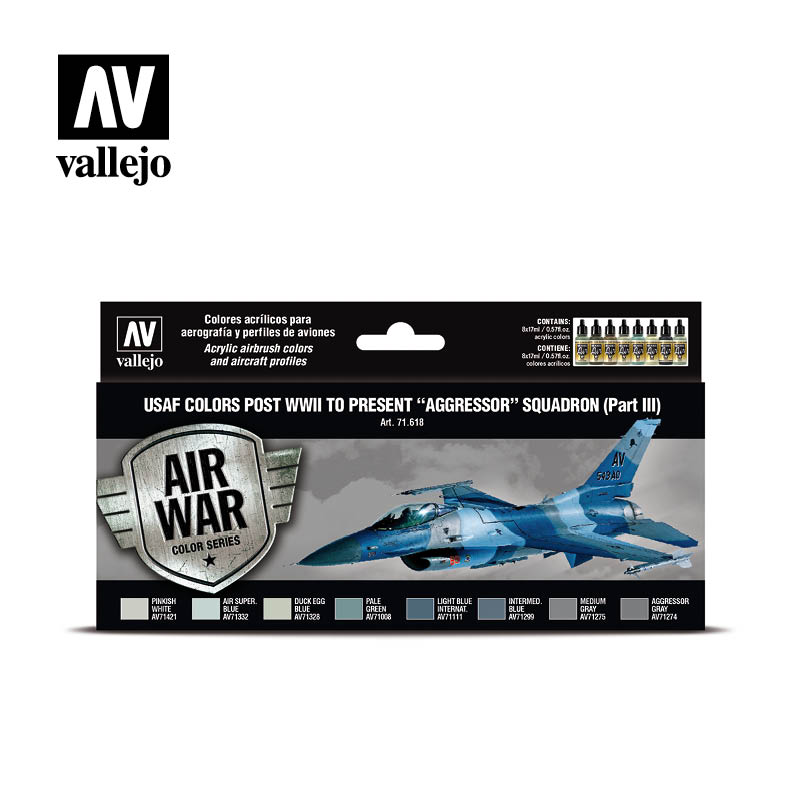 Vallejo Acrylic Paints 71618 USAF Colors Aggressor Squadron Post WWII-Present Paint Set, Part 3 (8-Pack)