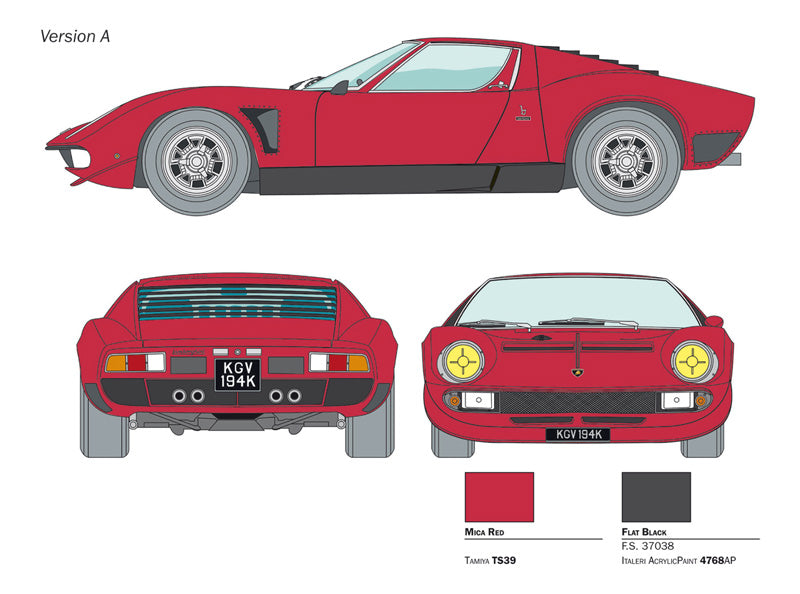 Italeri 3649 Lamborghini Miura JOTA SVJ 1:24