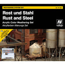 Vallejo Acrylic Paints 70150 Rust & Steel Paint Set (9-Pack & 2-Brushes)