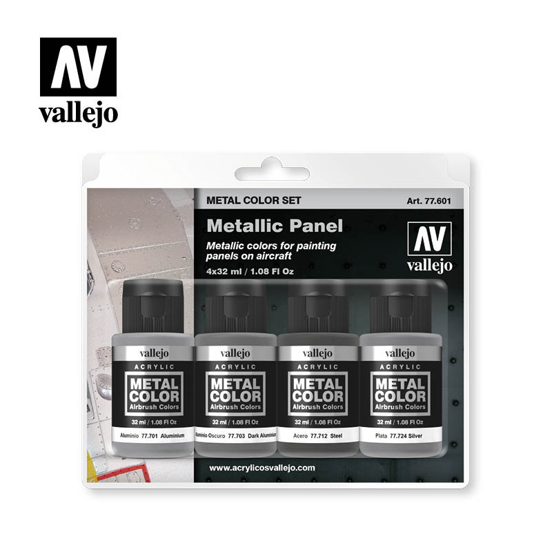 Vallejo 77601 Aircraft Metallic Panel Metal Paint Set