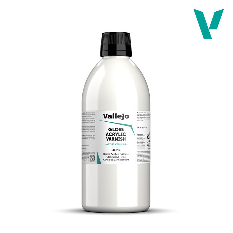 Vallejo Acrylic Paints 28517 Acrylic Varnish, Gloss (500ml)