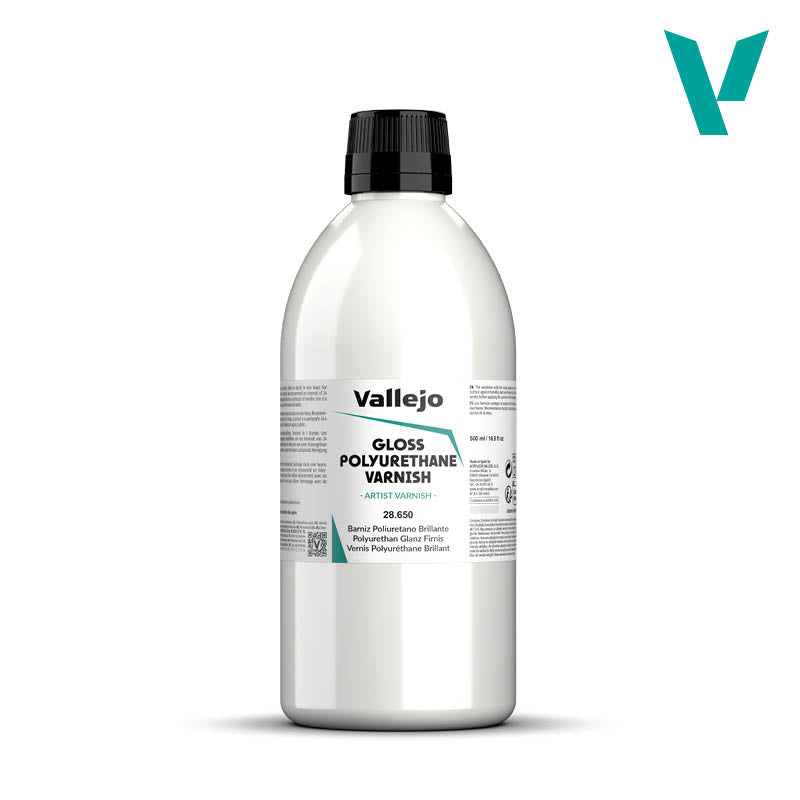 Vallejo Acrylic Paints 28650 Polyurethane Varnish, Gloss (500ml)