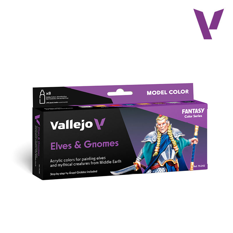 Vallejo Acrylic Paints 70242 Elves & Gnome By Angel Giraldez Acrylic Paint Set (8-Pack)