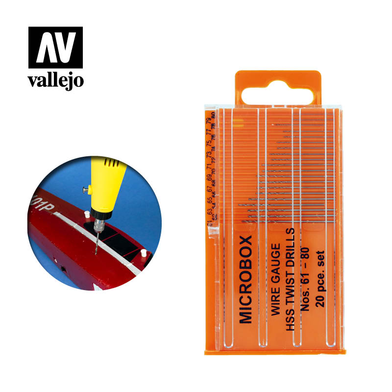 Vallejo Acrylic Paints T01002 Set of 20 Drill Bits, 61-80