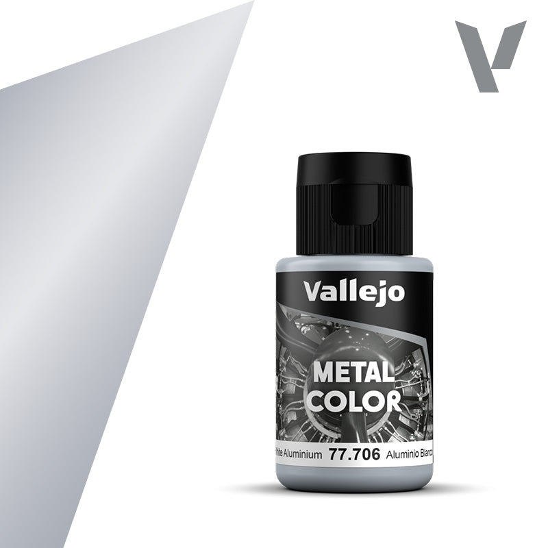 Vallejo Acrylic Paints 77706 Metal Color Paint, White Aluminium (32ml)